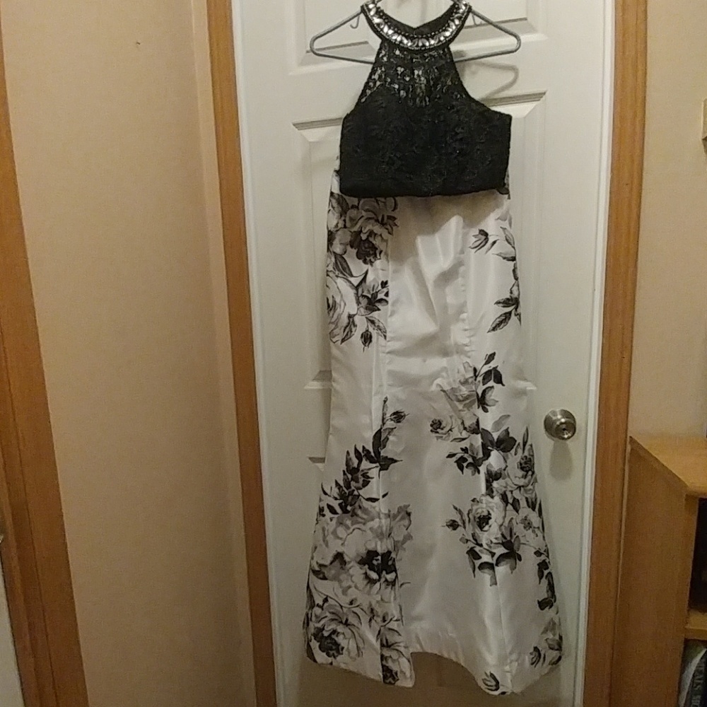2 pc Black and White Prom Dress